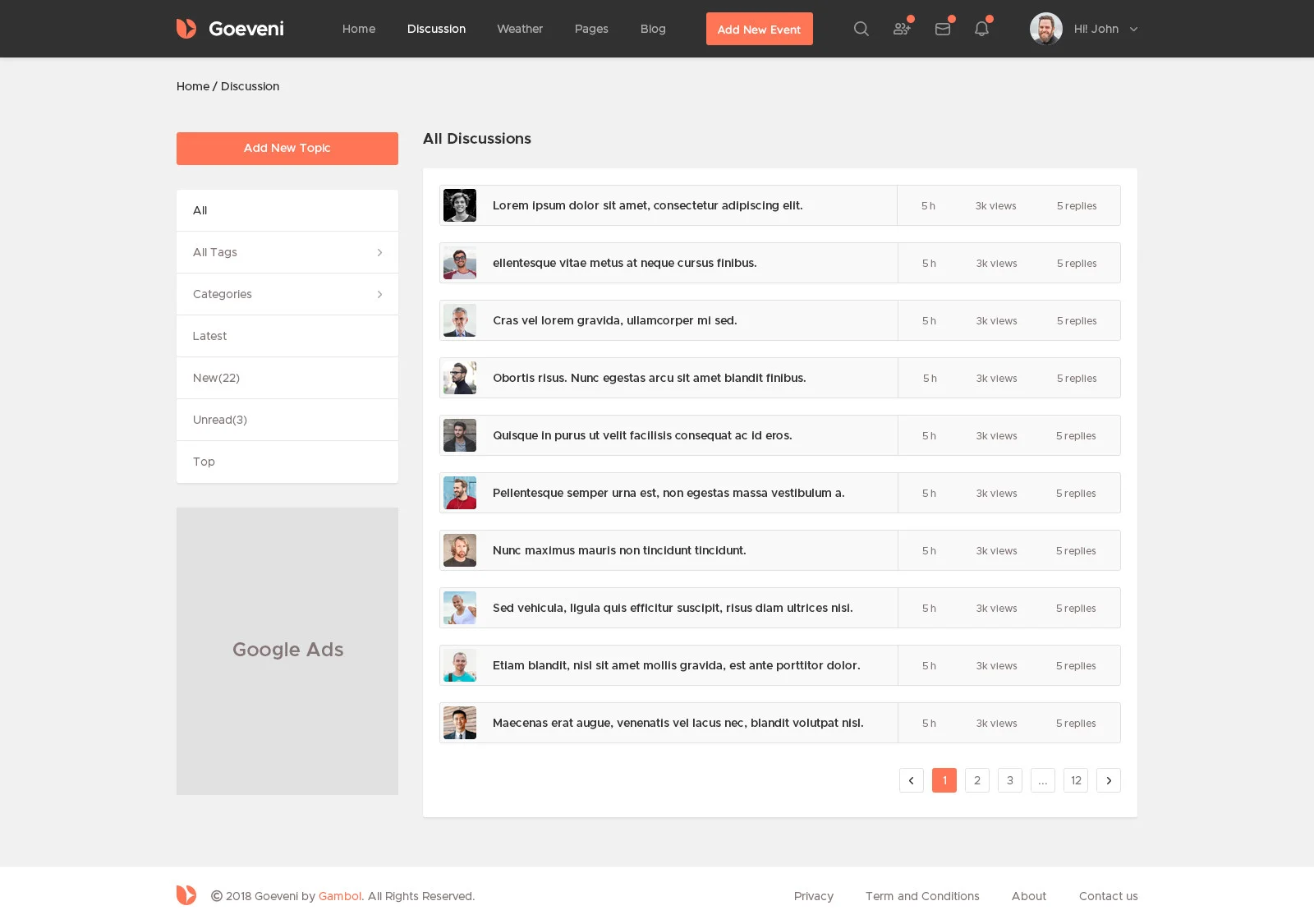 Goeveni - Event Sharing Social Network Psd Template