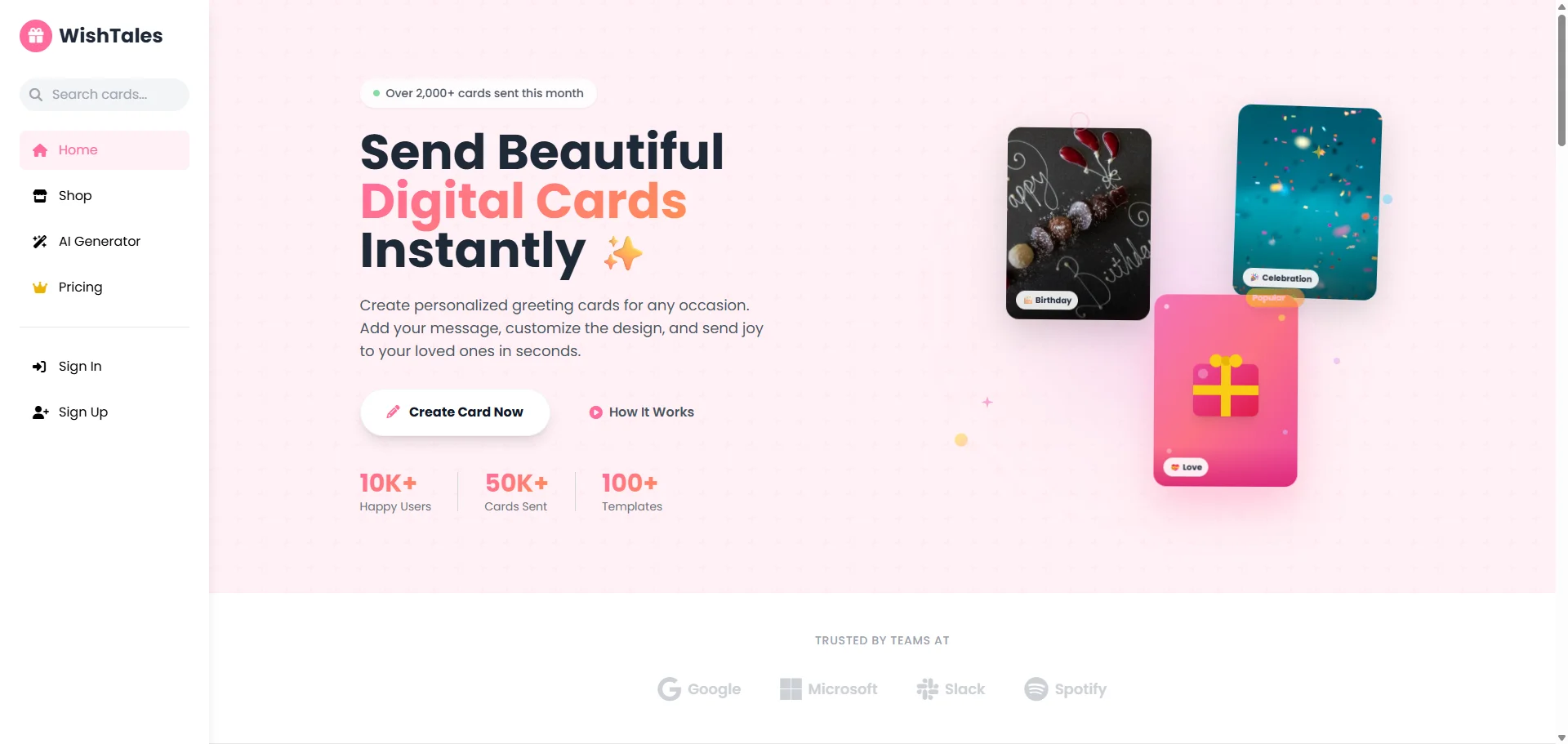 Wishtales – AI Digital Greeting Card and Gift SaaS Platform