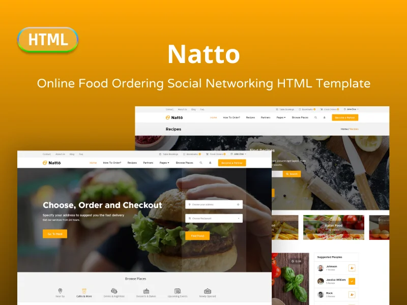 Natto - Online Food Ordering Social Networking Html Template - HTML Templates | Gambolthemes