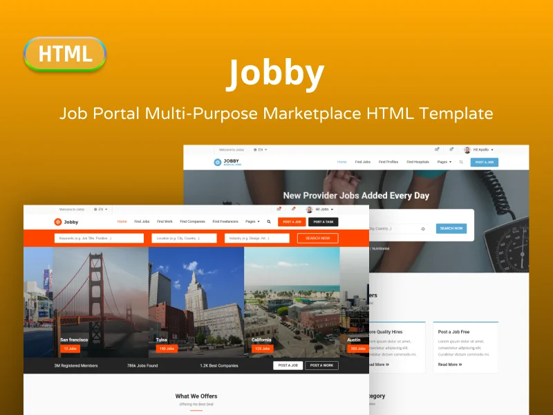 Jobby - Job Portal Multi-Purpose Marketplace HTML Template - HTML Templates | Gambolthemes