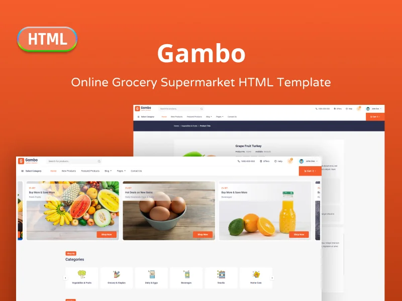 Gambo - Online Grocery Supermarket HTML Template - HTML Templates | Gambolthemes