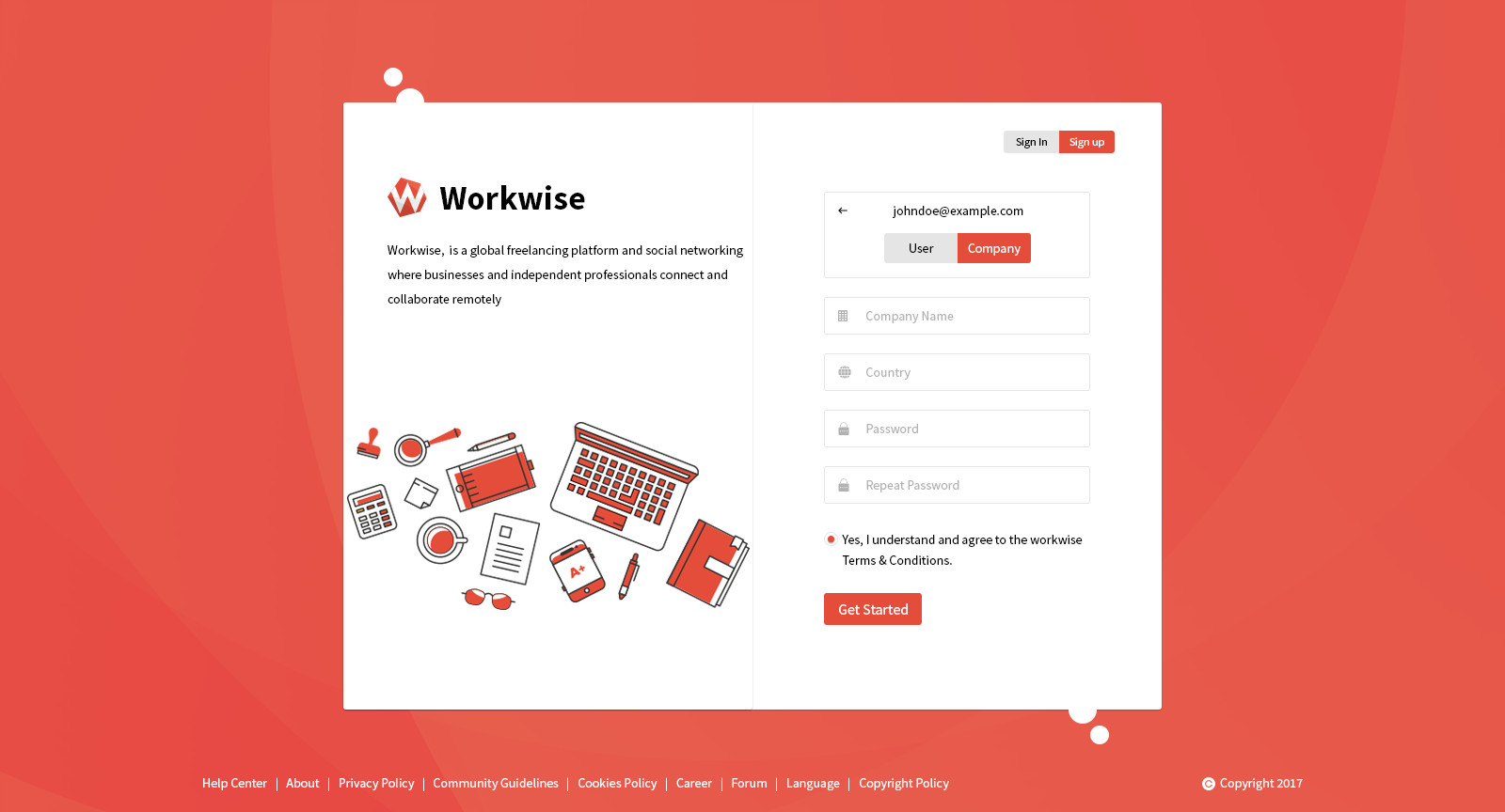 Workwise - The Freelancer And Social Networking PSD Template