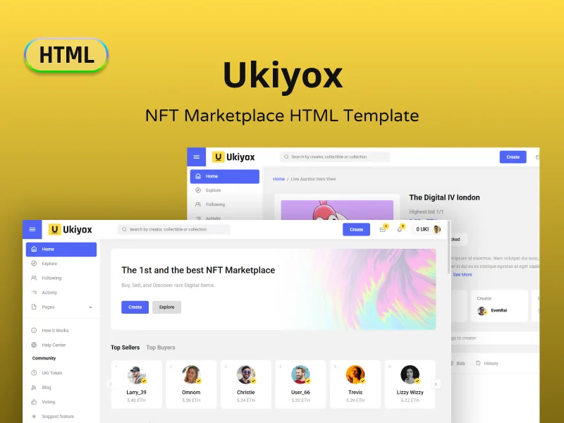 Ukiyox - NFT Marketplace HTML Template