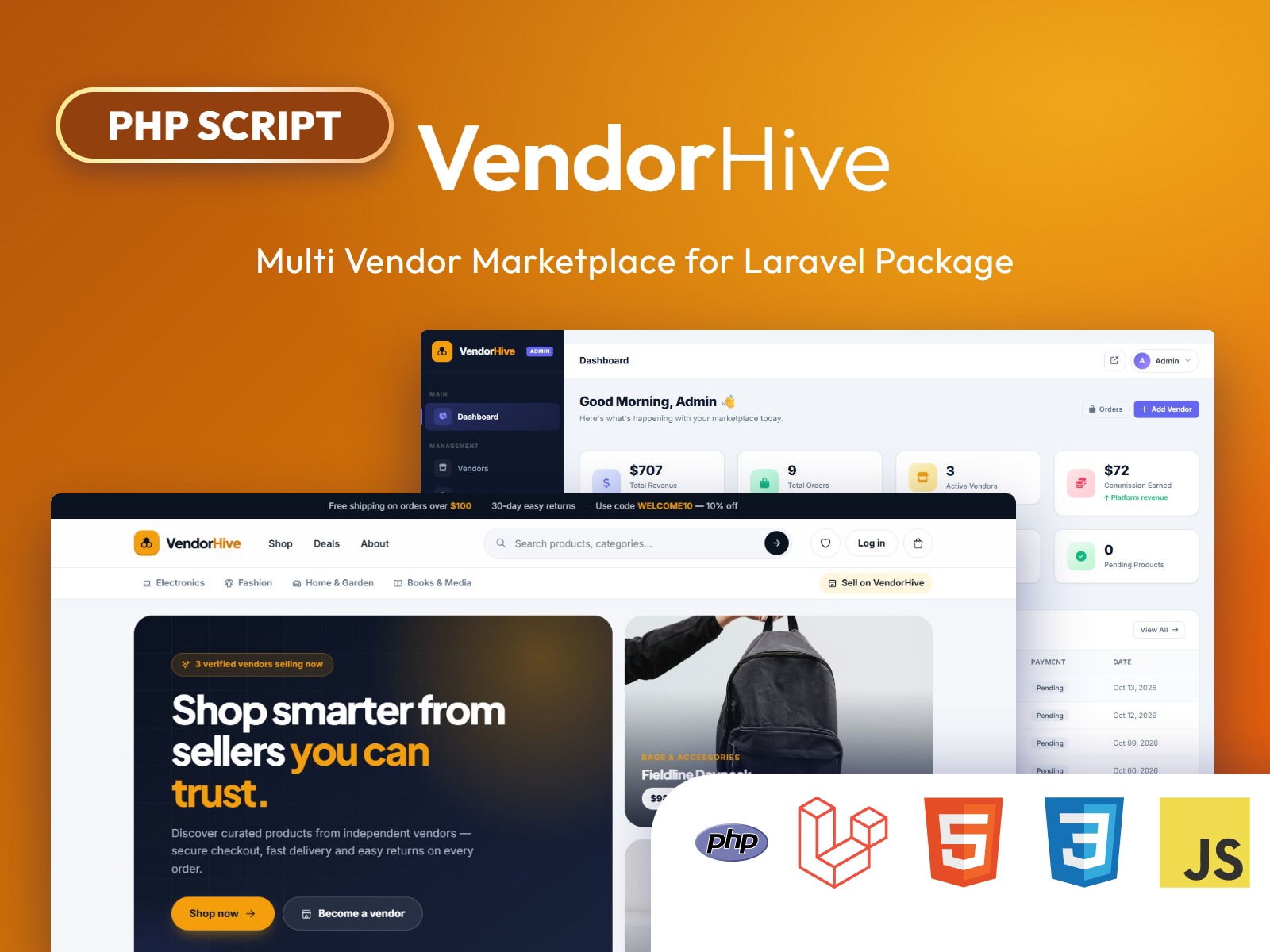 VendorHive — Multi-Vendor Marketplace Package for Laravel preview