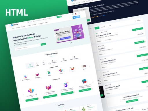 GamboDeals - Coupons, Cashback, Offers and Promo Code HTML Template