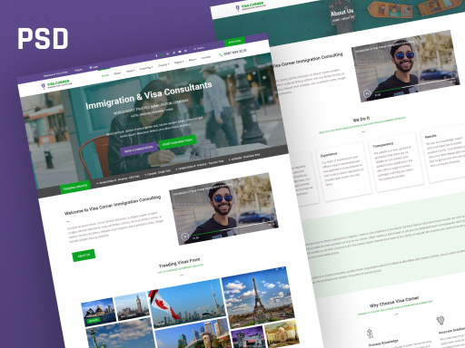 Visa Corner | Immigration and Consulting Psd Template